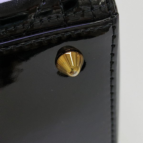 Lady Dior Medium Cannage Patent Leather Black