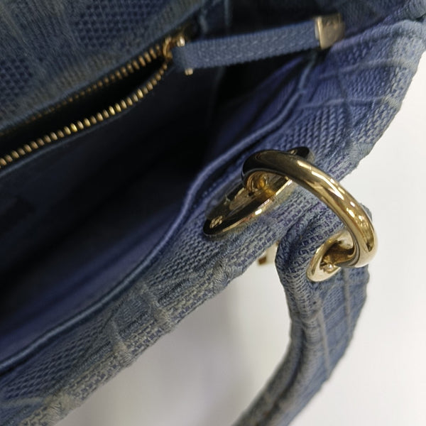 Lady D-Lite Medium Cannage Canvas Blue