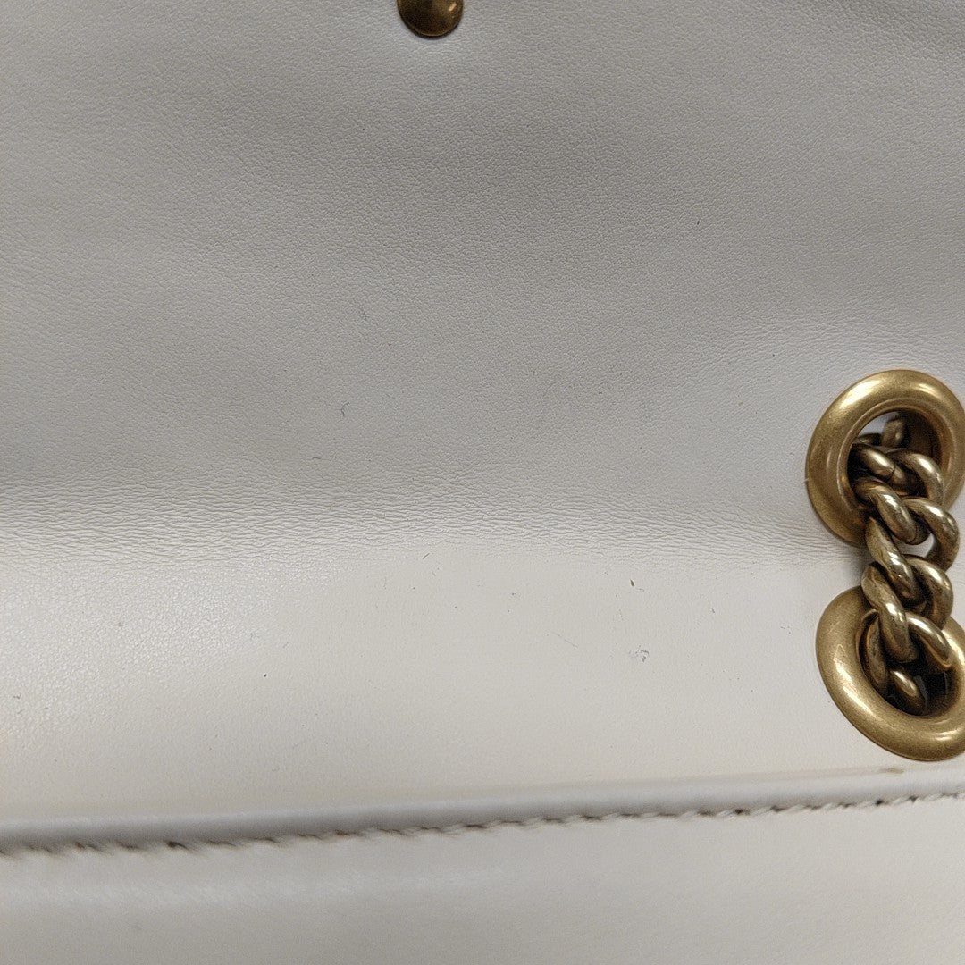 GG Marmont Small Quilted Calfskin White