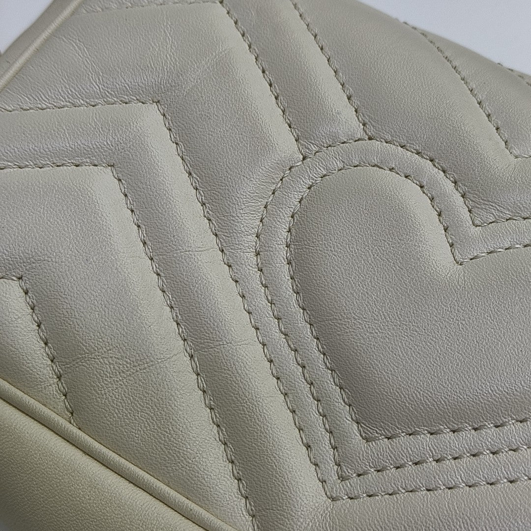 GG Marmont Mini Quilted Calfskin White