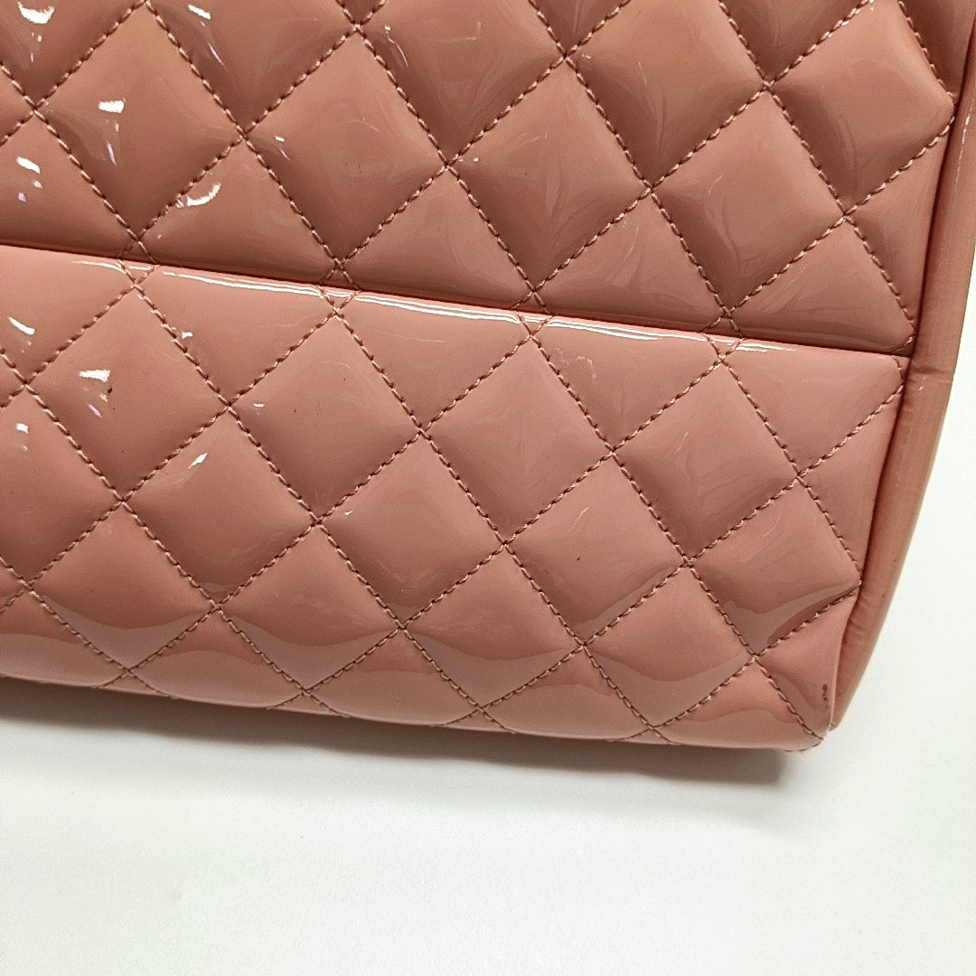 Authenticated pre-owned  JUST MADEMOISELLE Quilted Patent Leather Pink - Top Handle Bag at Looply