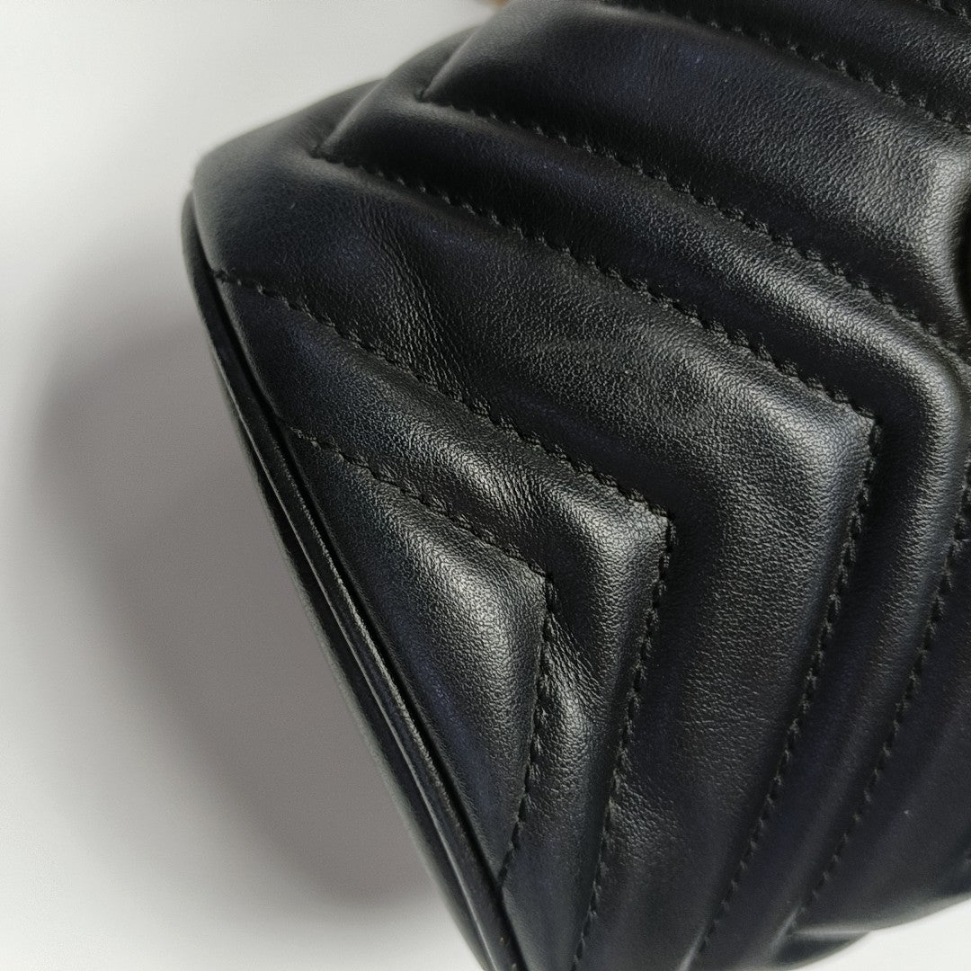 GG Marmont Mini Quilted Calfskin Black