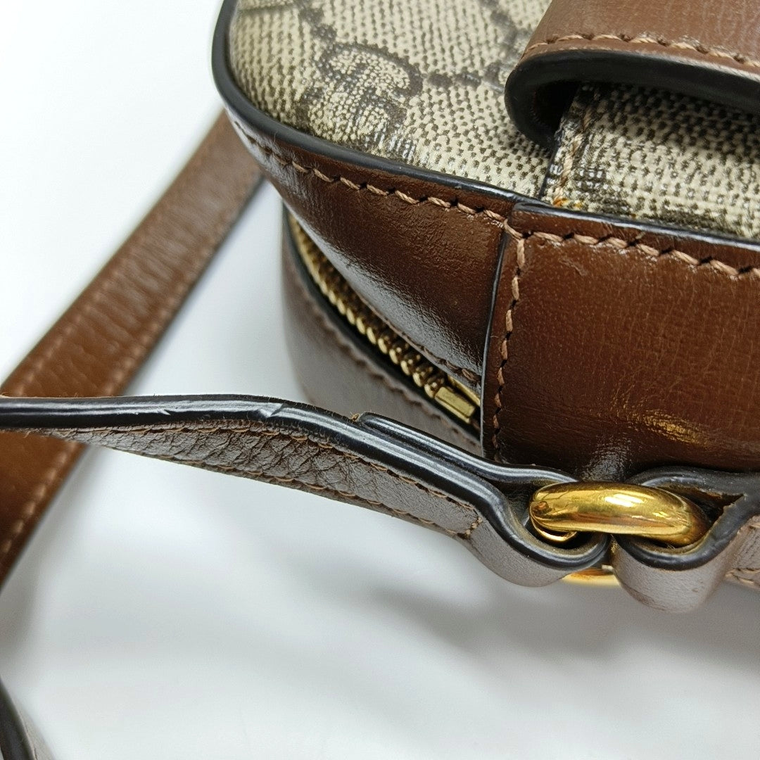 Authenticated pre-owned  Horsebit 1955 Small Coated Canvas Beige - Crossbody Bag at Looply