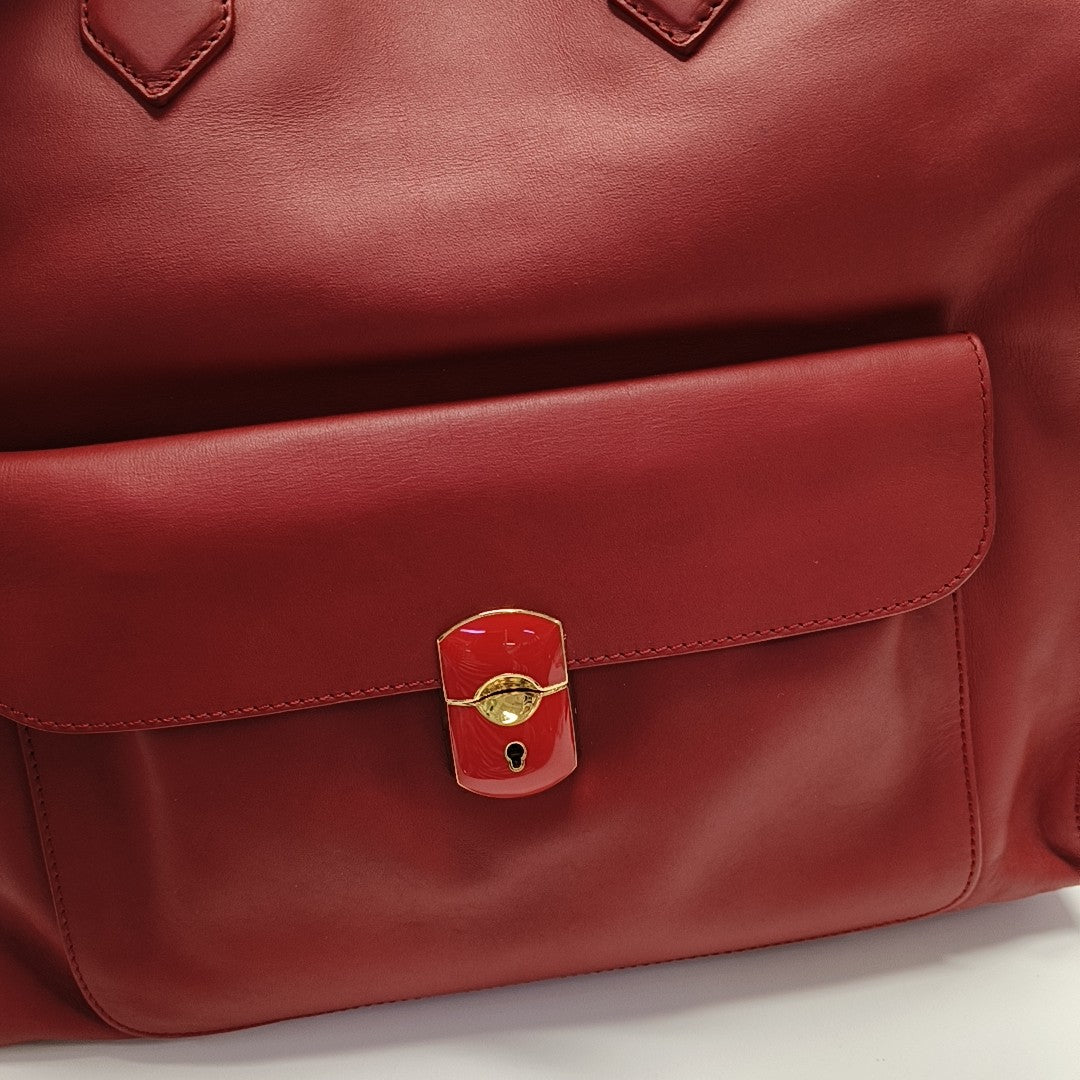 Padlock Work Calfskin Red