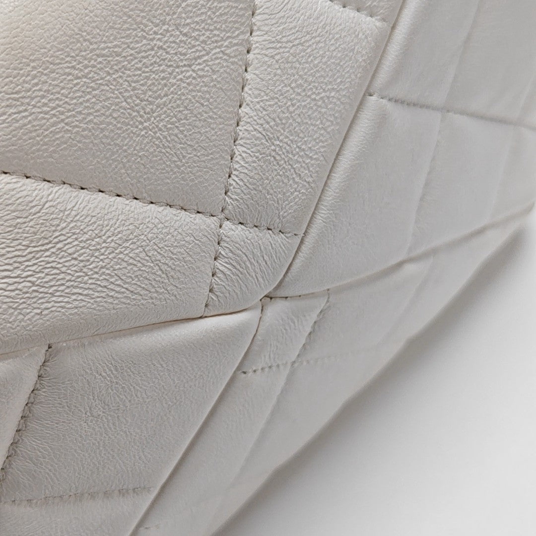 Quilted Lambskin Tote Bag White