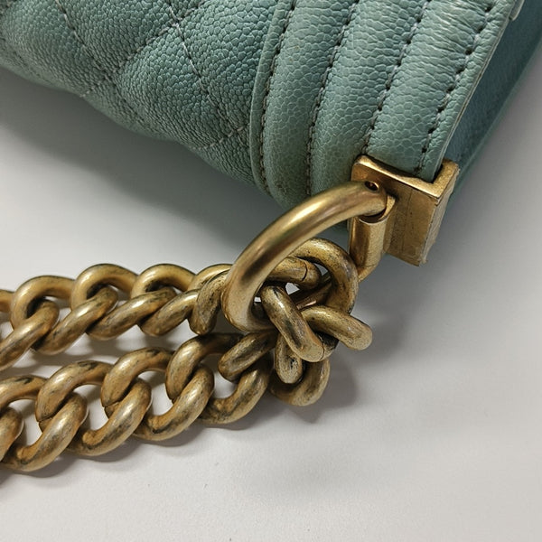 BOY CHANEL Medium Quilted Grained Calfskin Blue