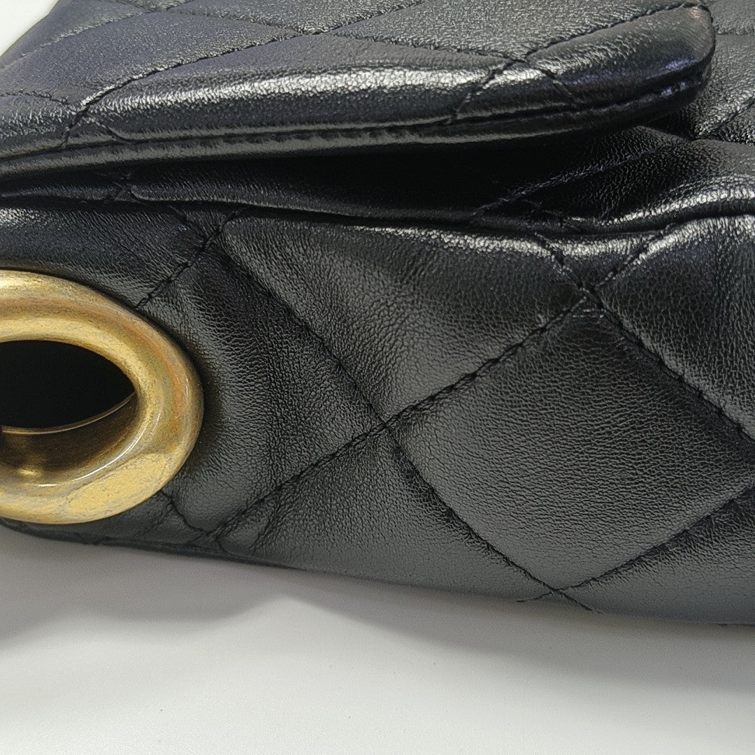 Quilted Lambskin Shoulder Bag Small Black