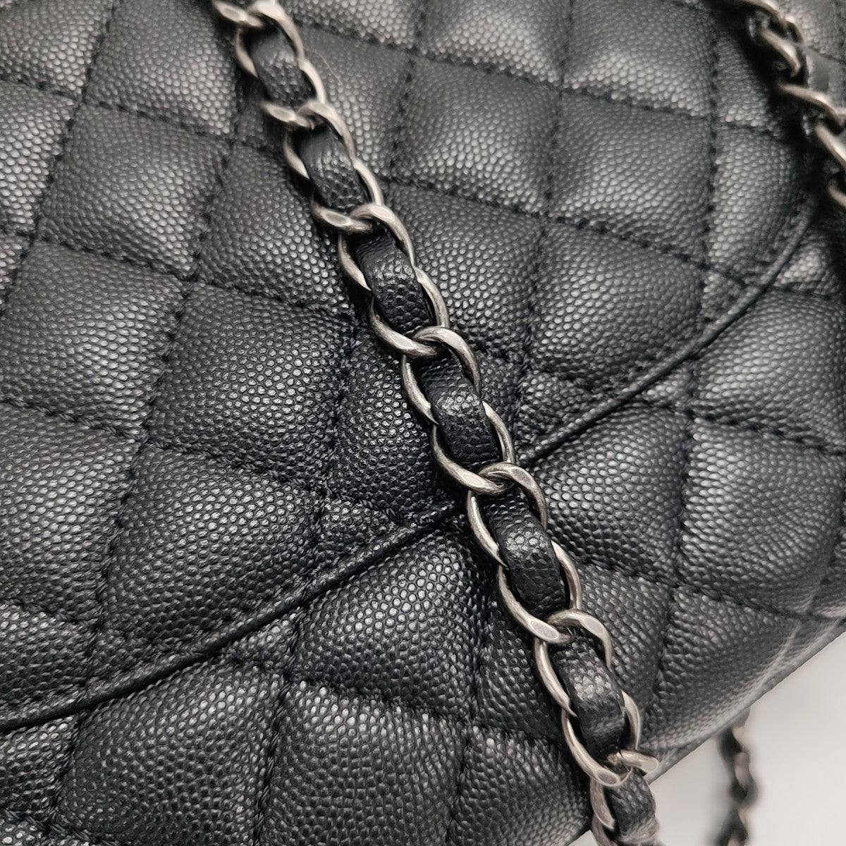COCO HANDLE Large Quilted Grained Calfskin Black