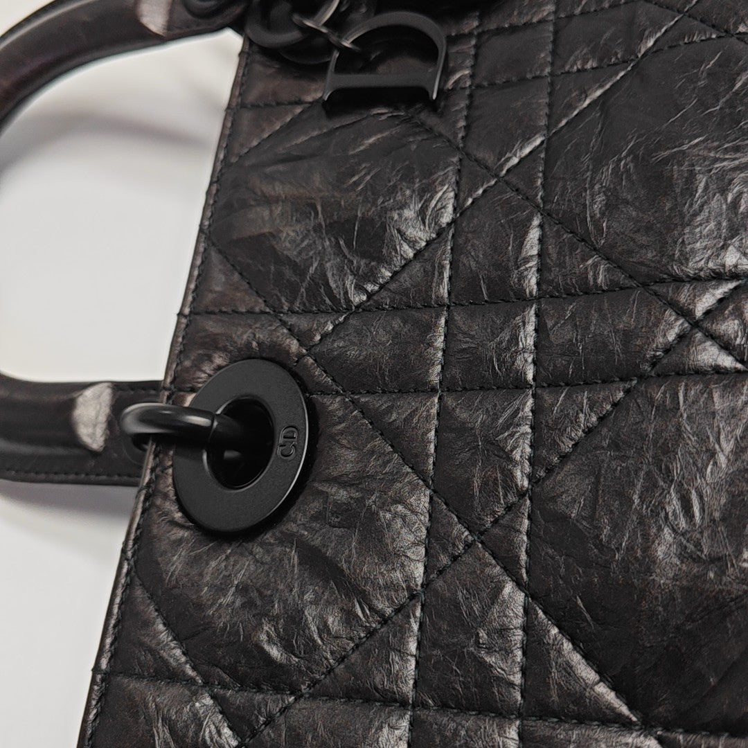 Lady D-Joy Medium Cannage Calfskin Black