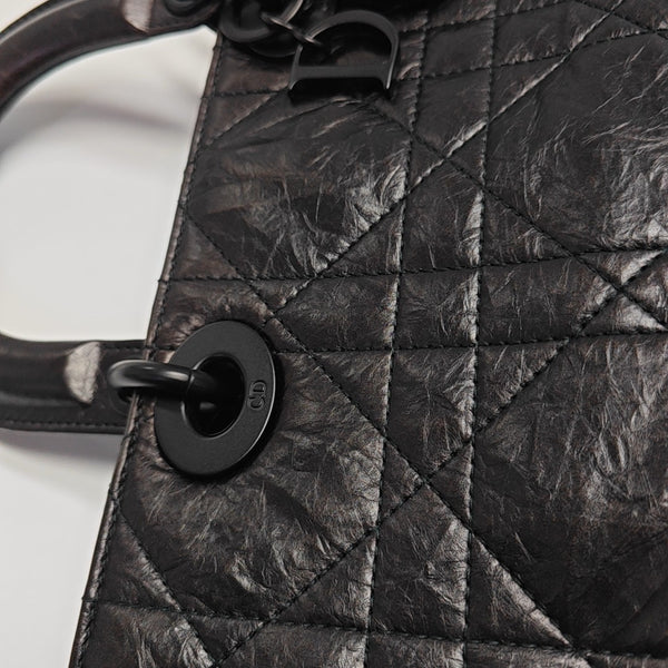 Lady D-Joy Medium Cannage Calfskin Black