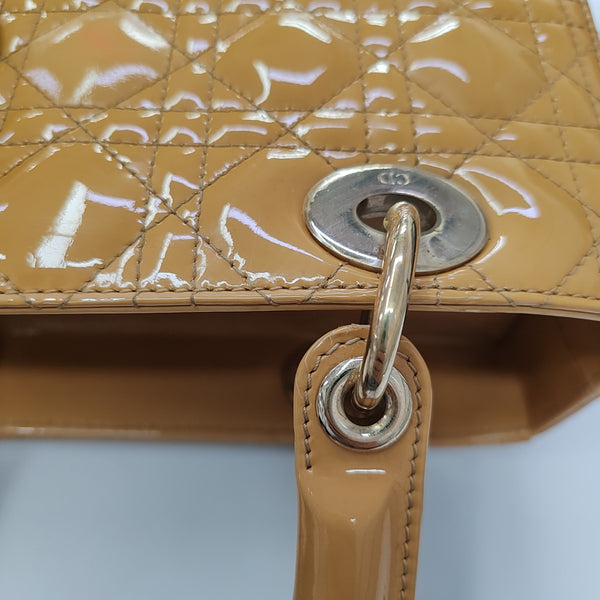 Lady Dior Medium Cannage Patent Leather Yellow