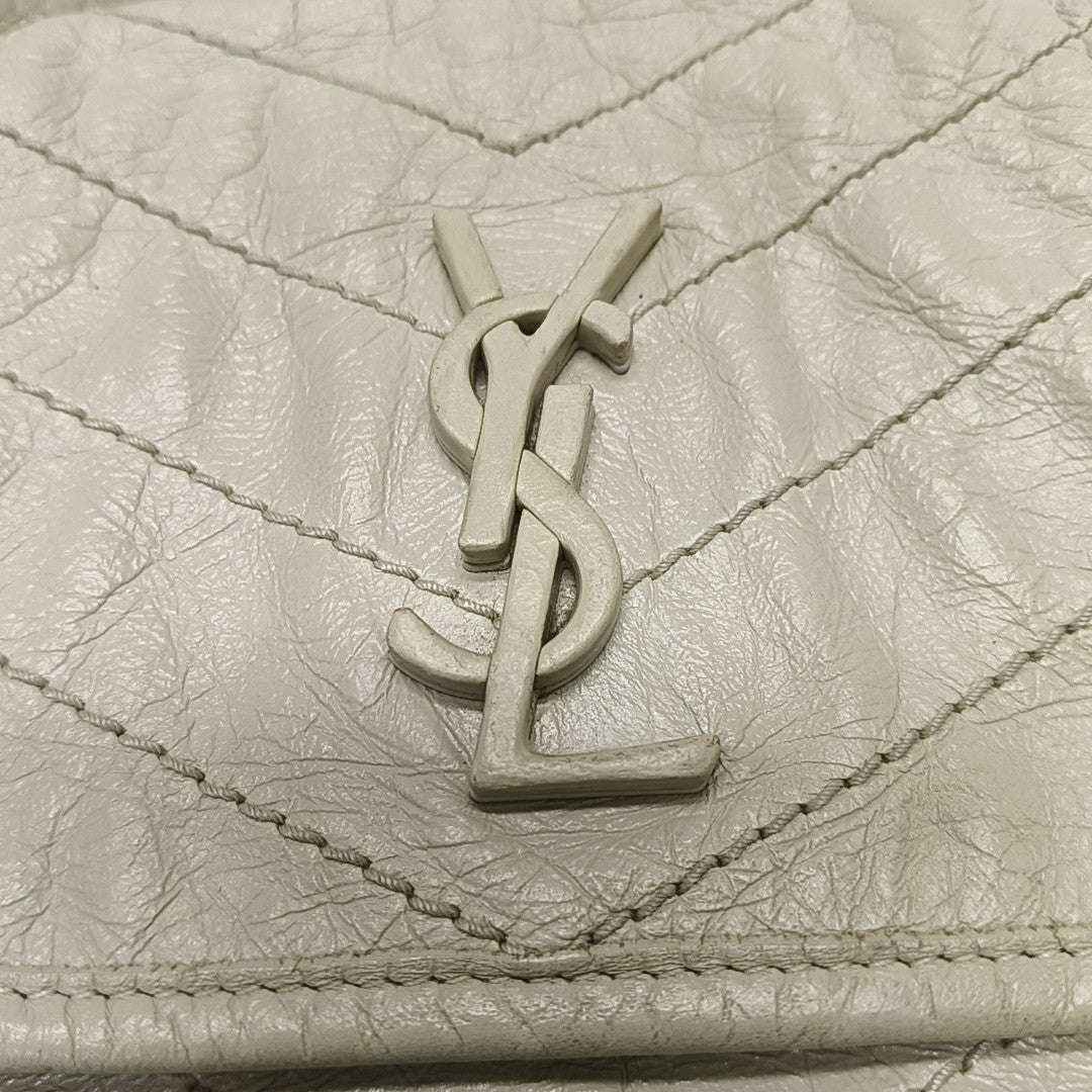 NIKI Small Chevron Calfskin White