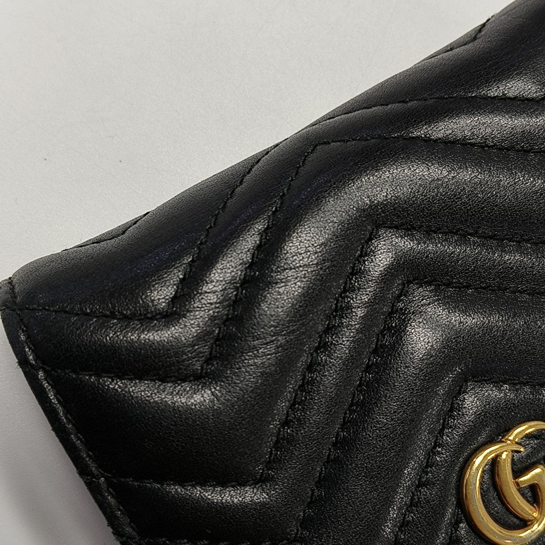 GG Marmont Mini Quilted Calfskin Black Wallet