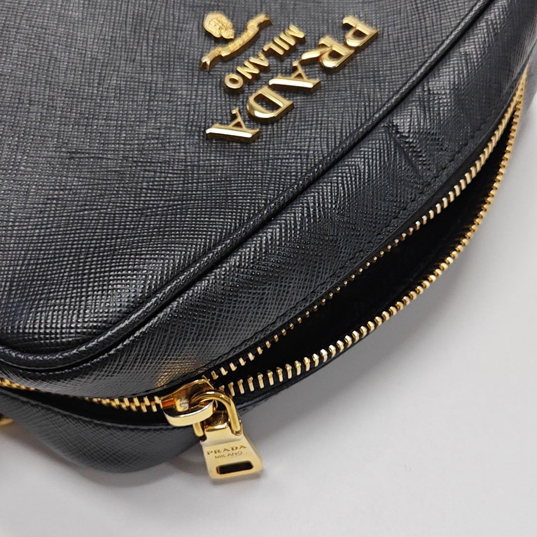 Saffiano Calfskin Shoulder Bag Black