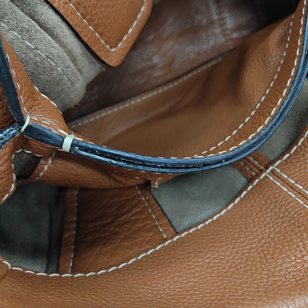 Calfskin Top Handle Bag Brown
