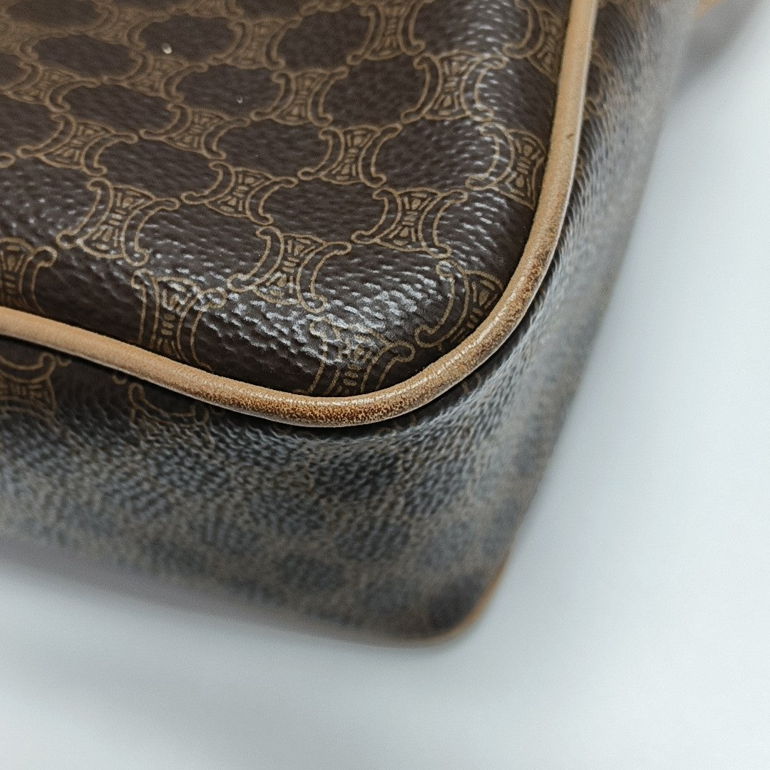 Coated Canvas Shoulder Bag Brown