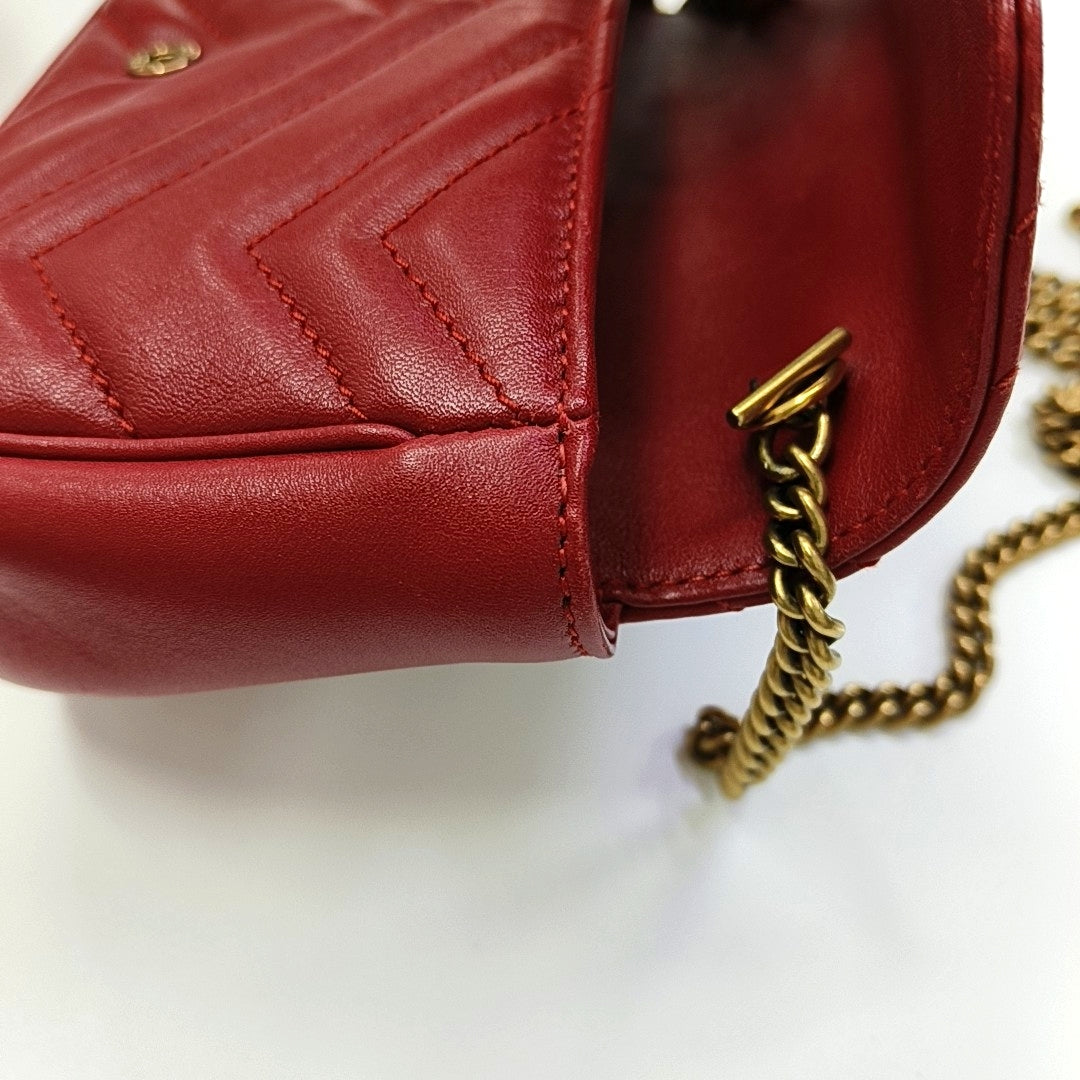 GG Marmont Mini Quilted Calfskin Red