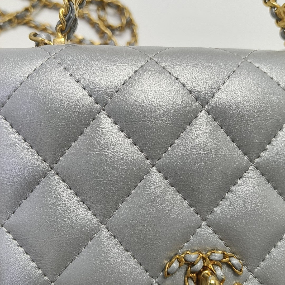 WOC Quilted Lambskin Gray