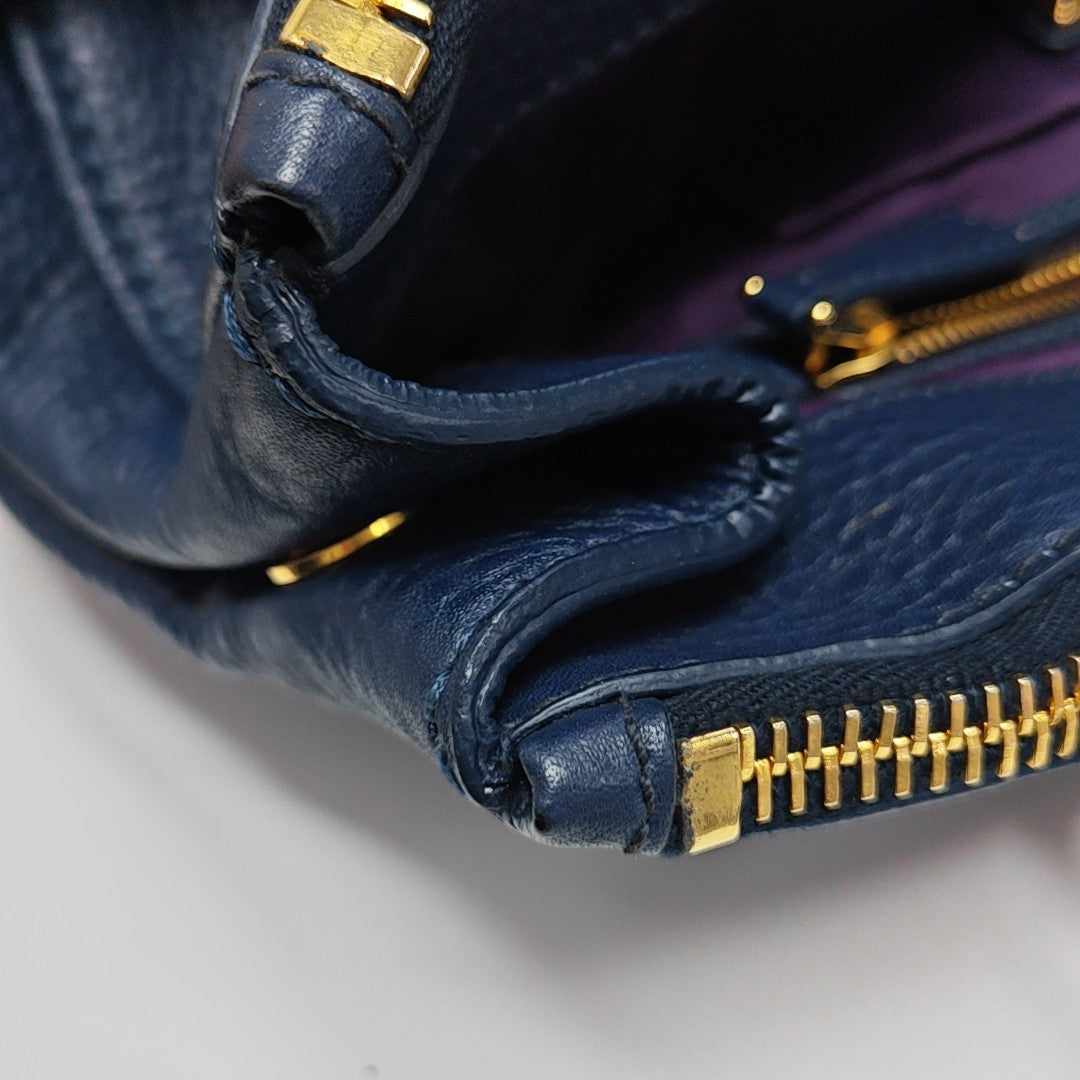 Calfskin Top Handle Bag Blue
