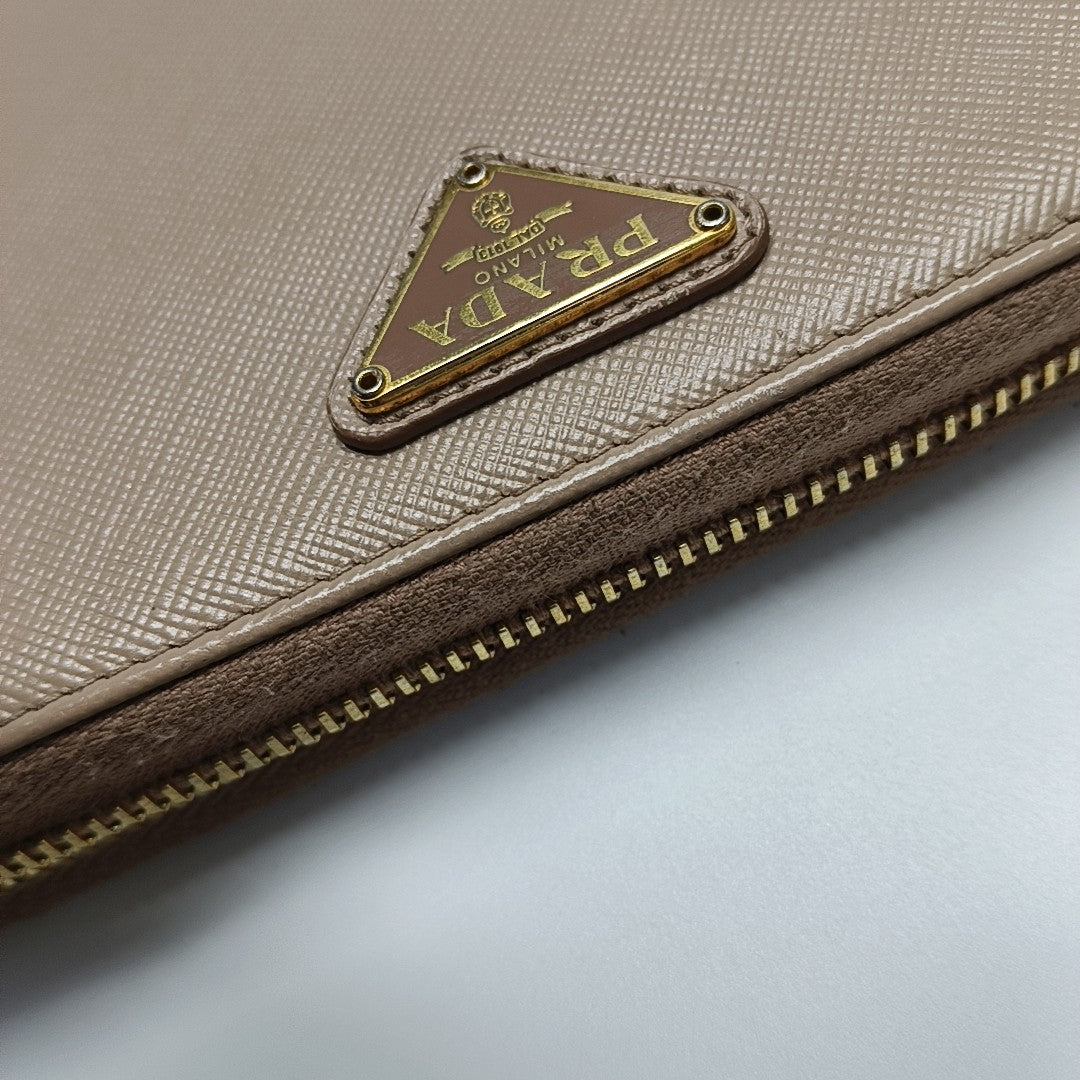 Saffiano Calfskin Wallet Beige
