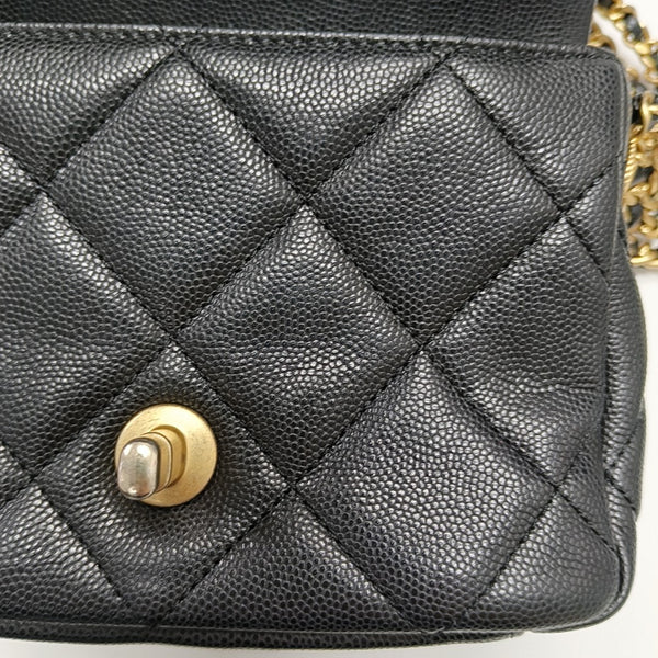 CLASSIC FLAP Mini Quilted Grained Calfskin Black