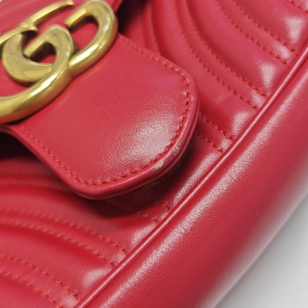 GG Marmont Medium Quilted Calfskin Red