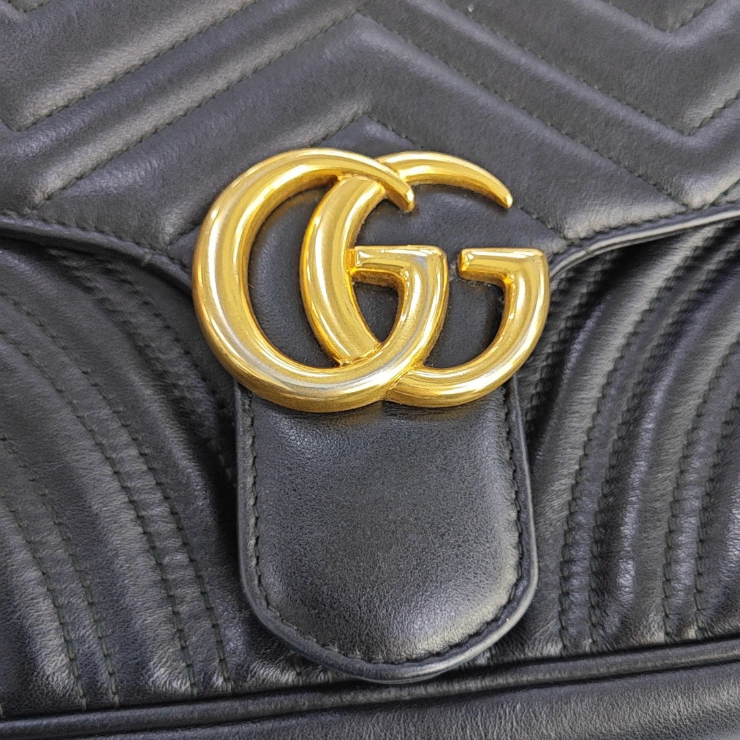 GG Marmont Medium Quilted Calfskin Black
