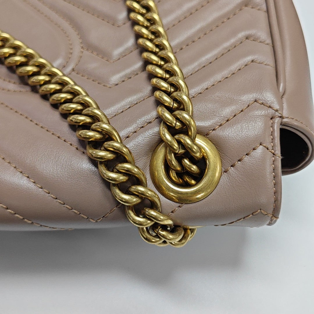 GG Marmont Medium Quilted Calfskin Gray