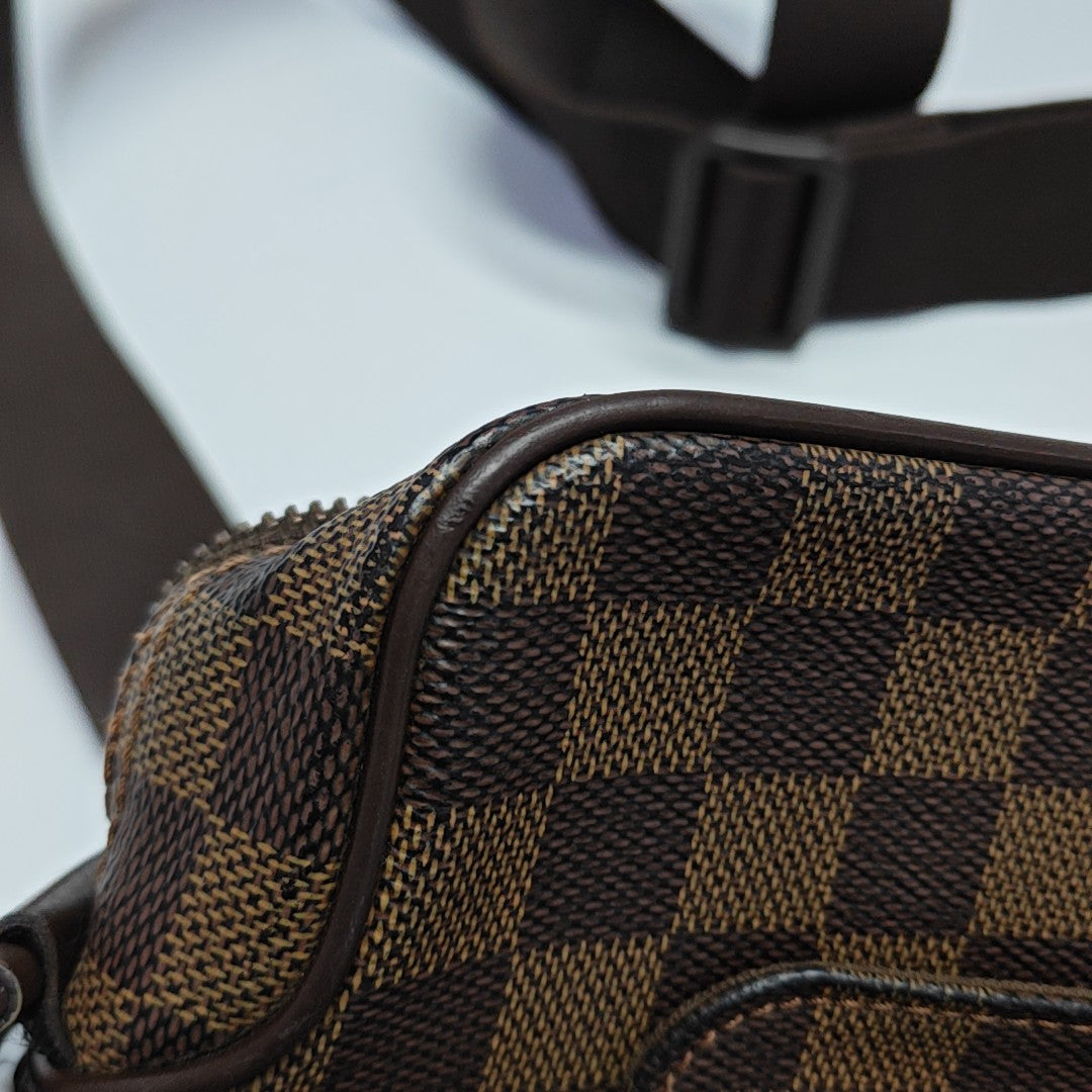 OLAV PM Damier Ebene Coated Canvas Brown
