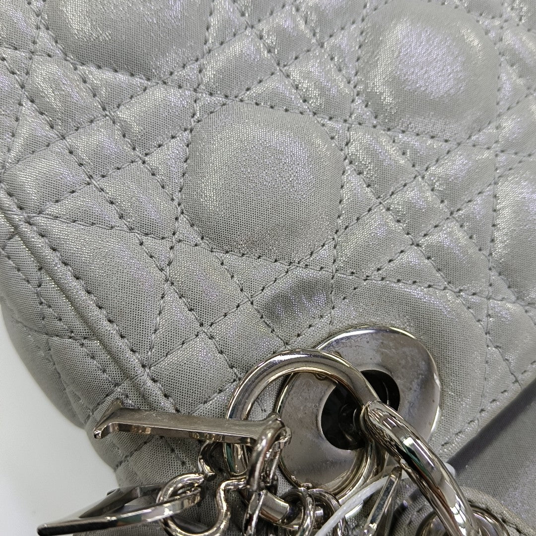 Lady Dior Mini Cannage Lambskin Silver