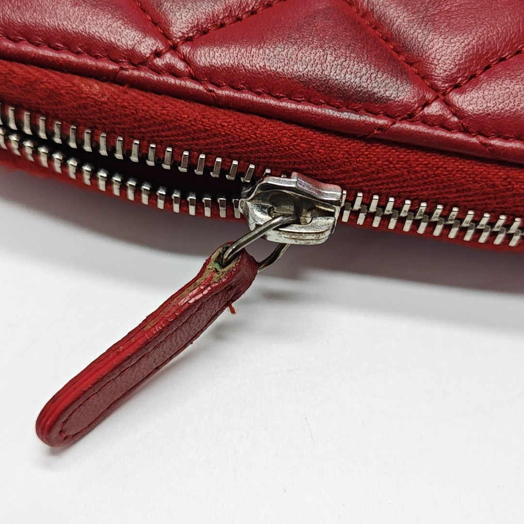 Quilted Lambskin Wallet Red