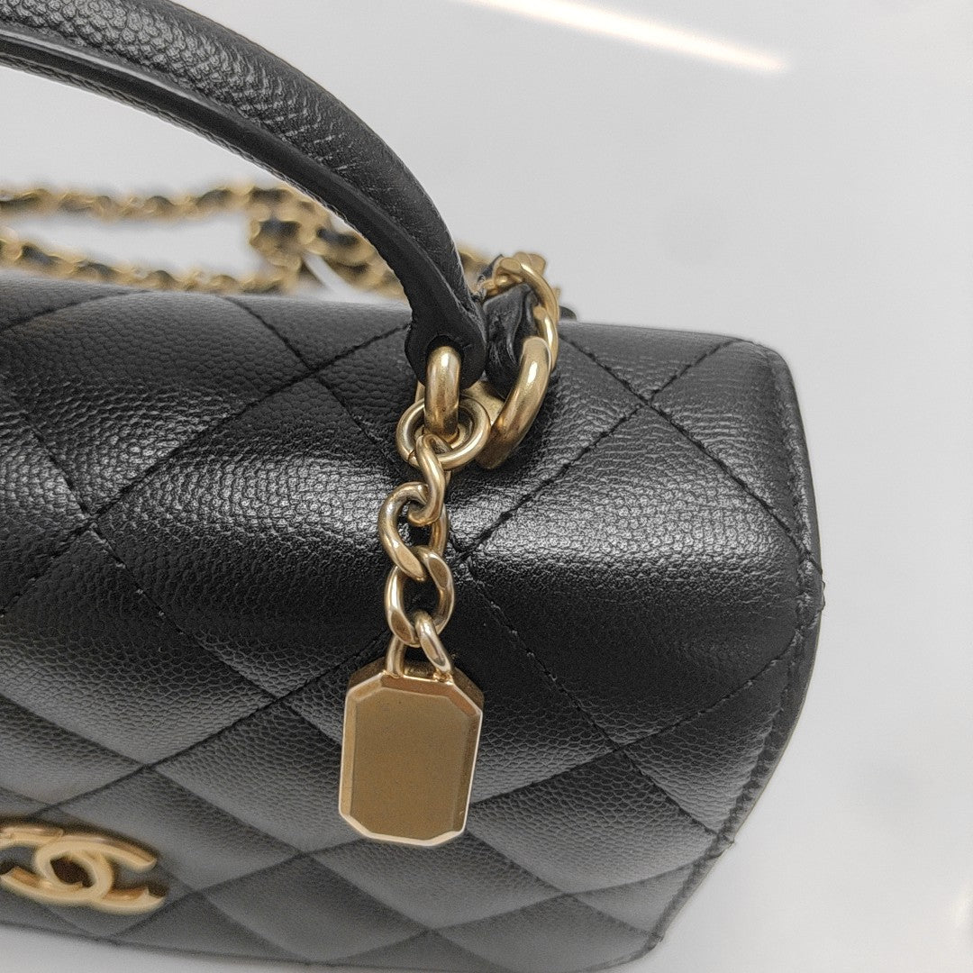 Quilted Grained Calfskin Mini Black