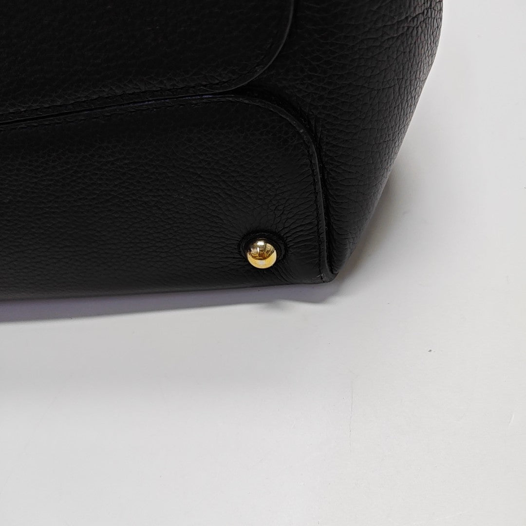 Calfskin Top Handle Bag Black