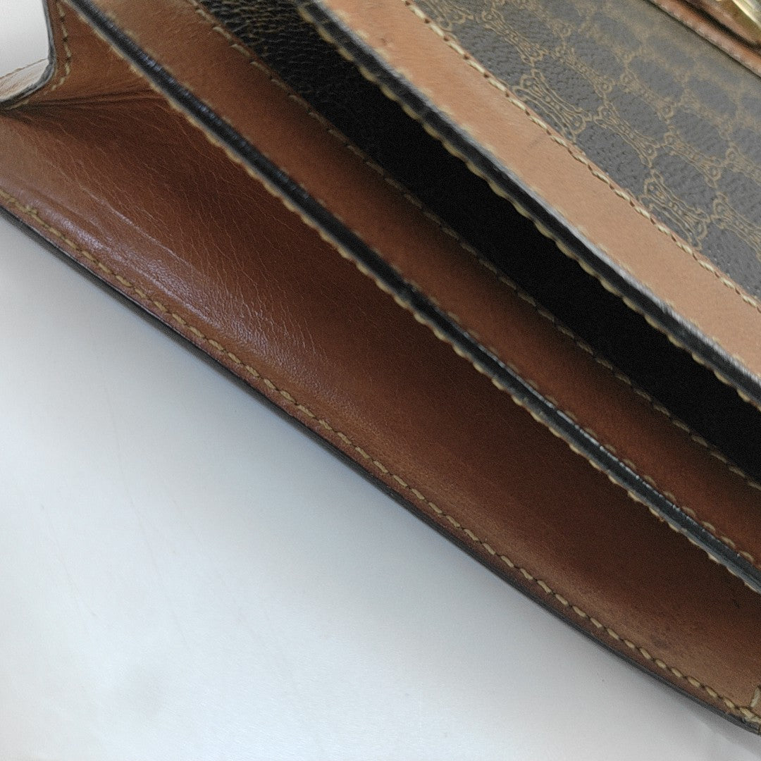 Coated Canvas Shoulder Bag Brown