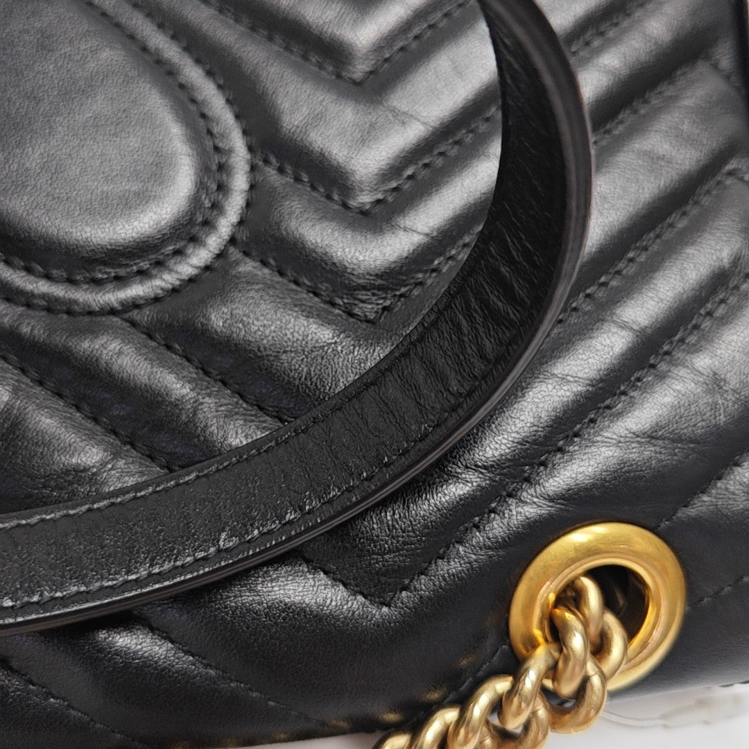 GG Marmont Medium Quilted Calfskin Black
