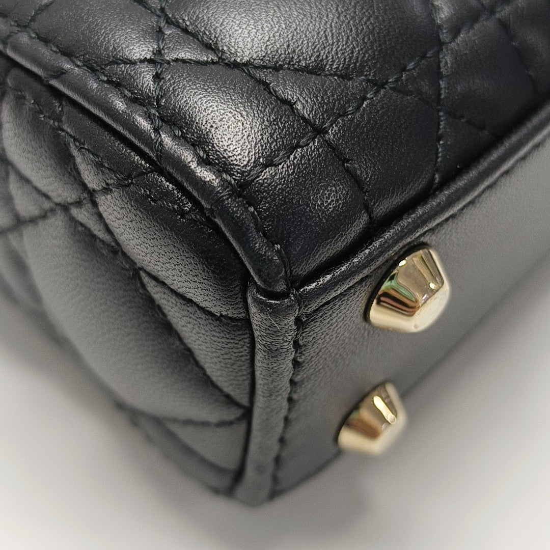 Lady Dior Super Mini Cannage Lambskin Black