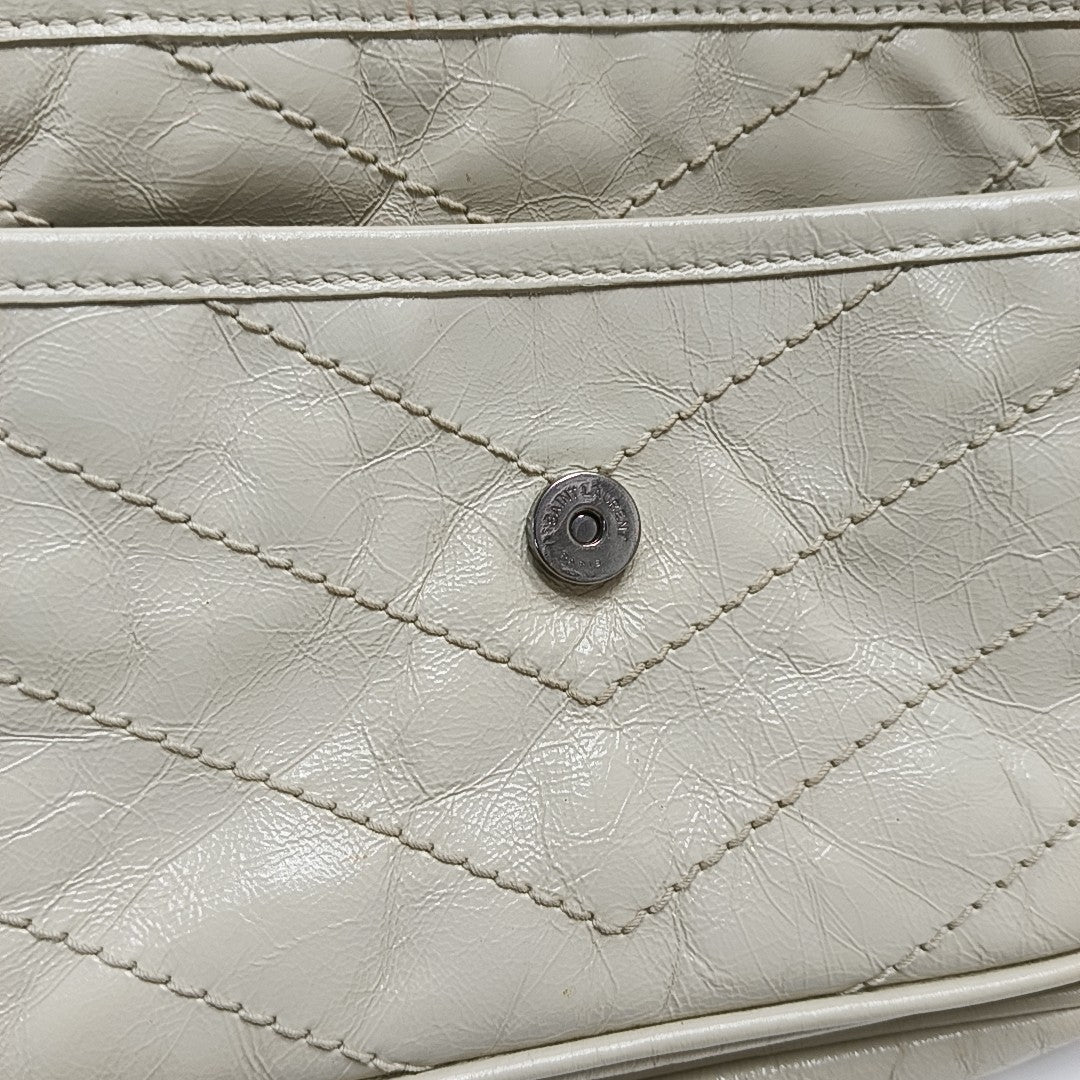 NIKI Small Chevron Calfskin White