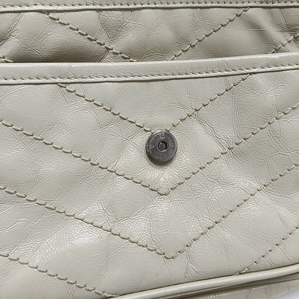 NIKI Small Chevron Calfskin White
