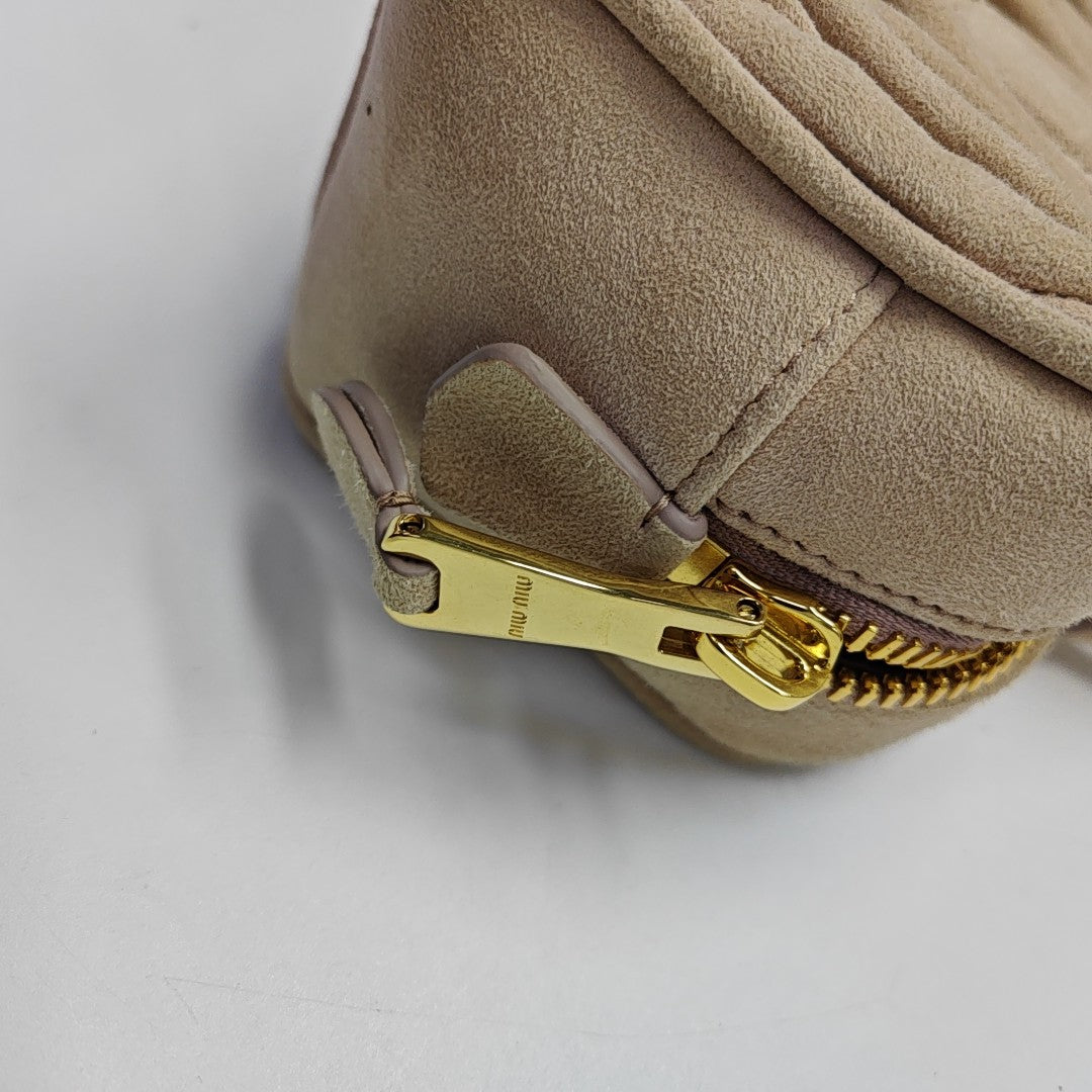 Arcadie Matelassé Small Quilted Suede Pink