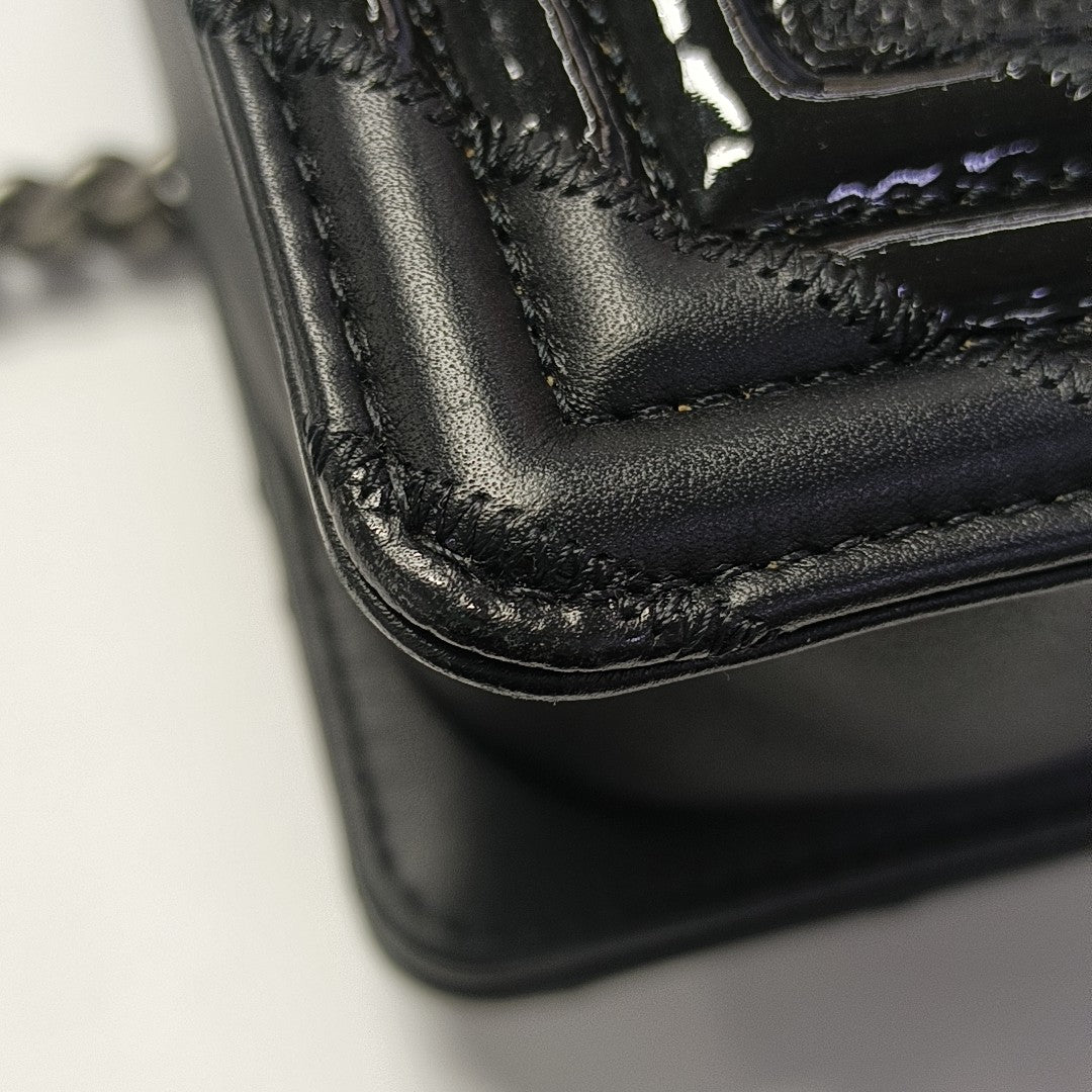 BOY CHANEL Small Quilted Grained Calfskin Black