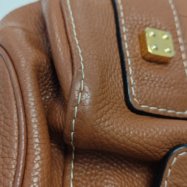 Calfskin Top Handle Bag Brown