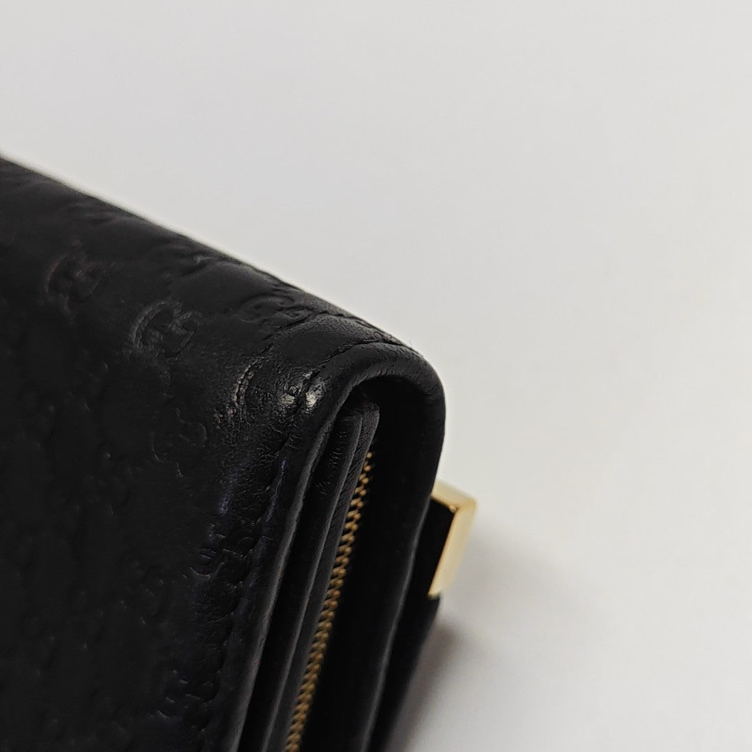 Microguccissima Monogram Calfskin Black Wallet