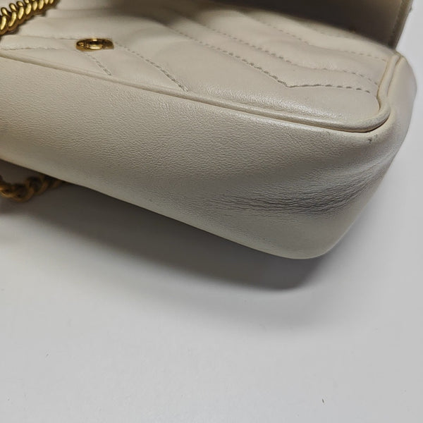 GG Marmont Mini Quilted Calfskin White