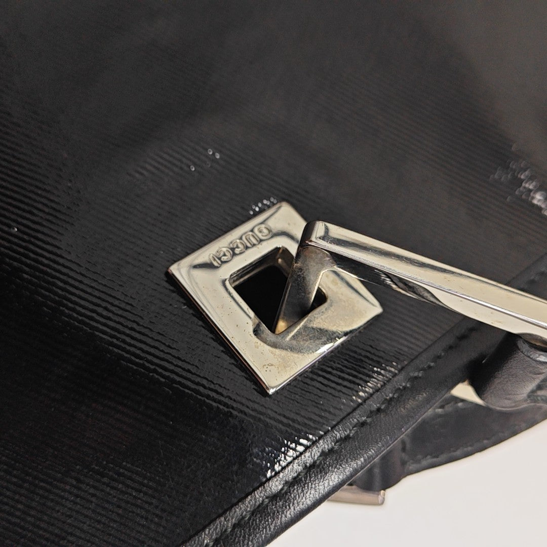 Patent Leather Top Handle Bag Black