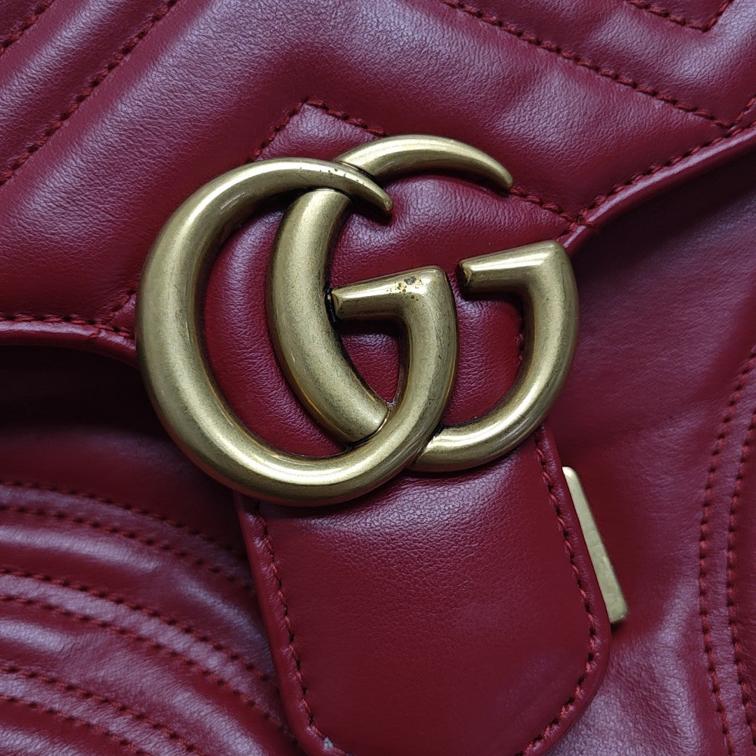 GG Marmont Small Quilted Calfskin Red