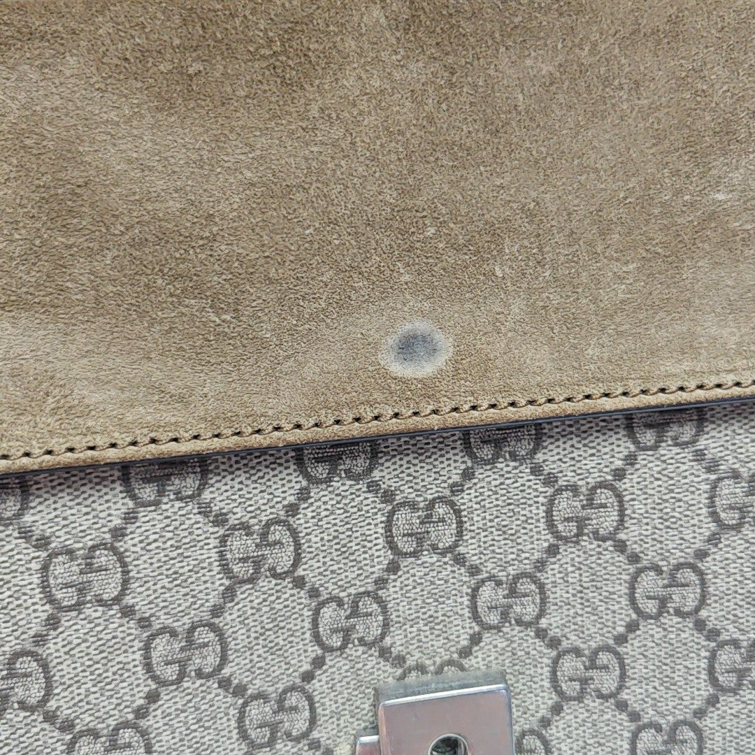 Dionysus Small Monogram Coated Canvas Beige