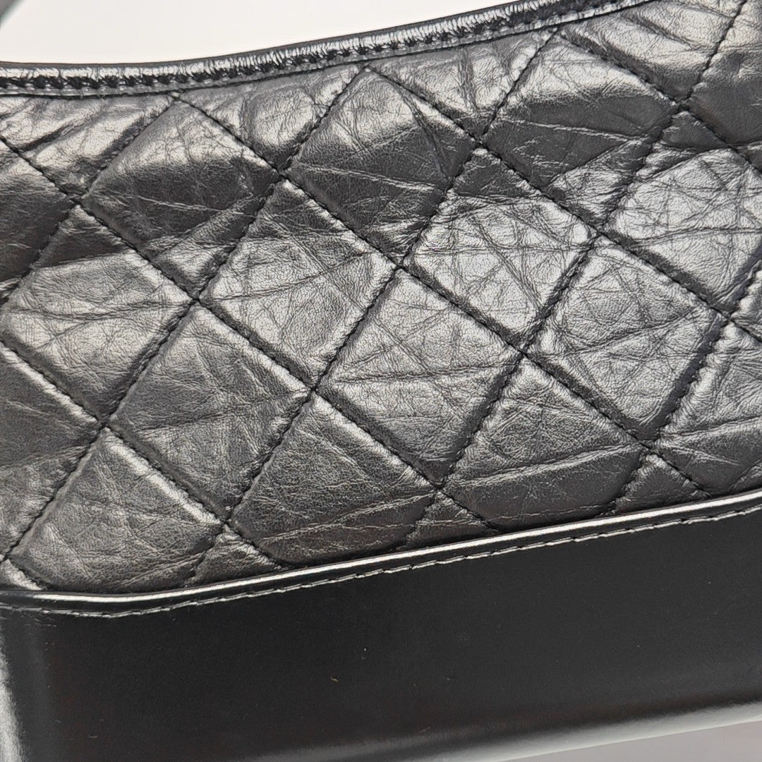 GABRIELLE Small Quilted Vintage Calf Black