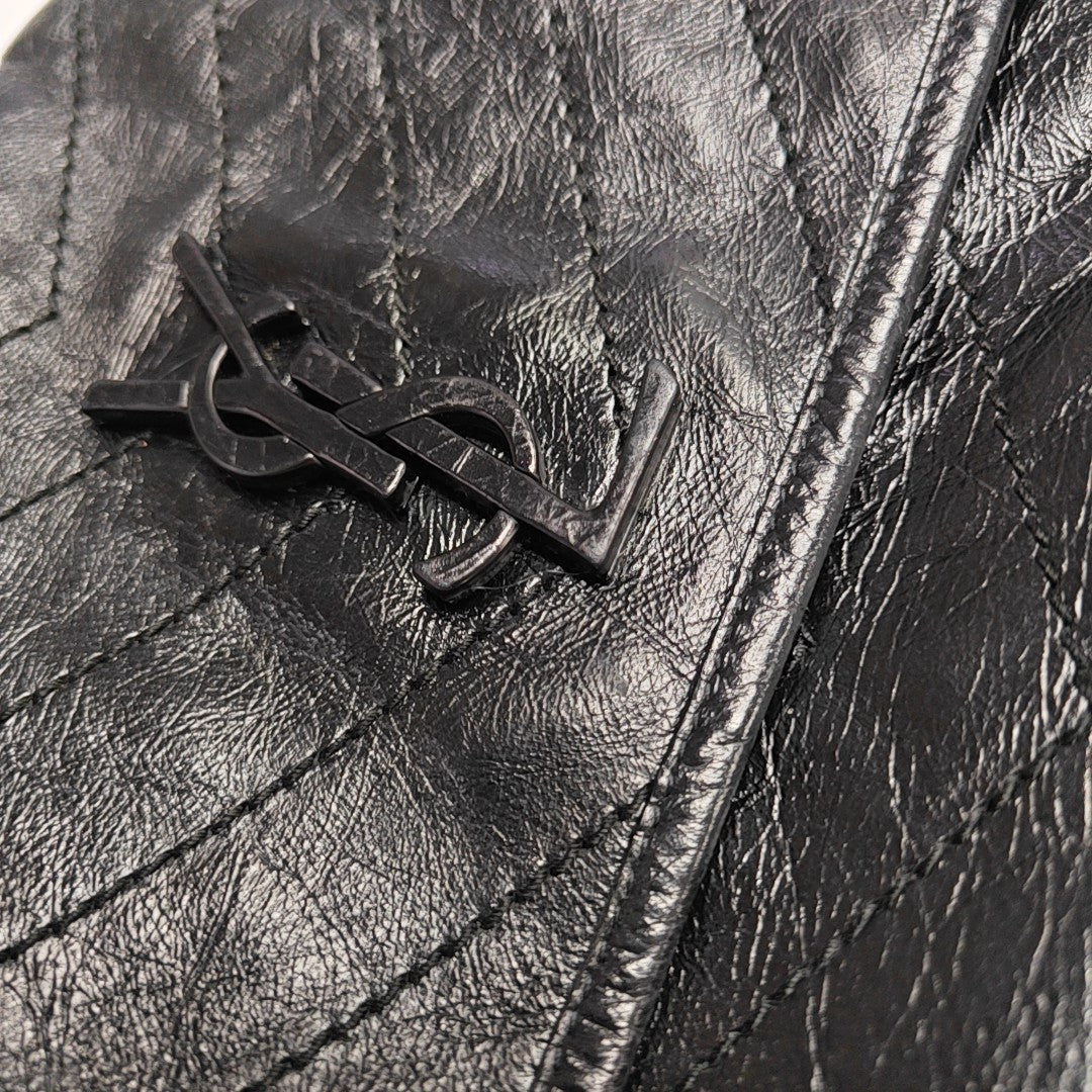 NIKI Medium Chevron Calfskin Black