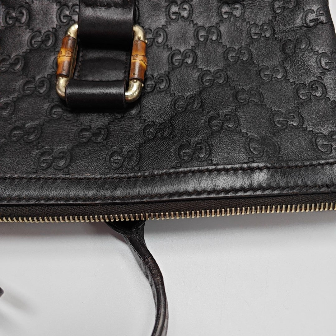 Monogram Calfskin Top Handle Bag Brown