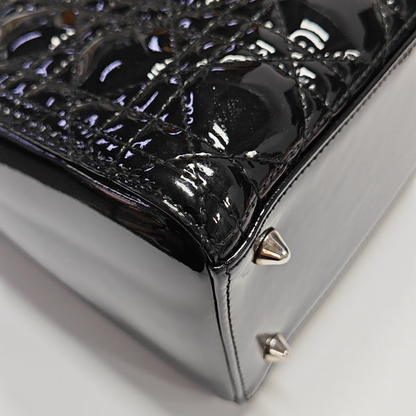Lady Dior Medium Cannage Patent Leather Black